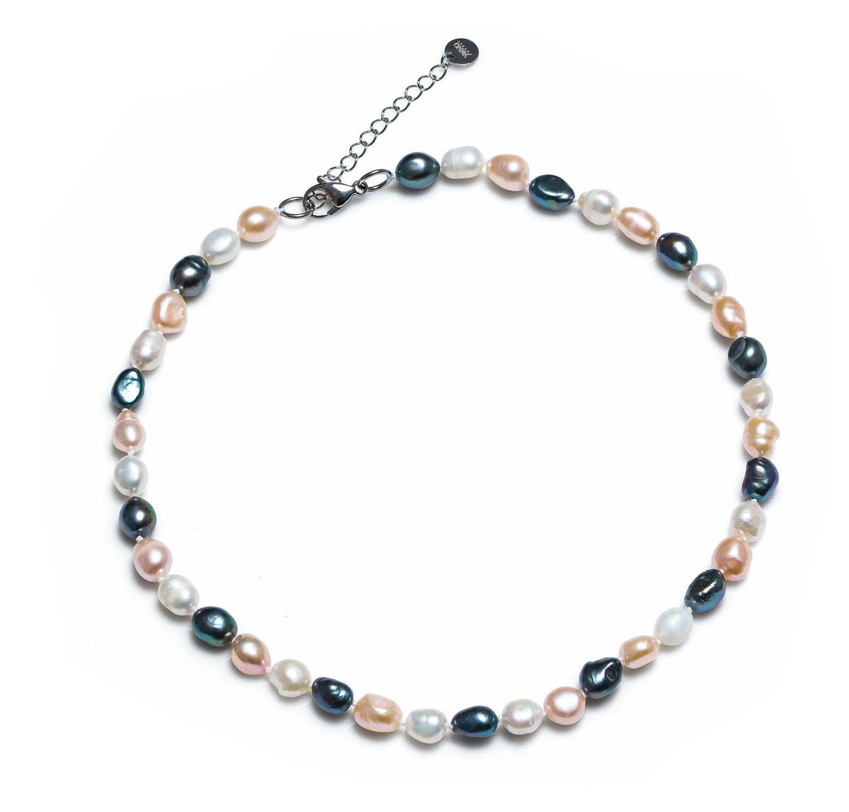 Colier cu perle de cultură culori mixte 8-9mm, închizătoare oțel. Lungime 43 cm