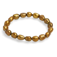 Brățară cu perle de cultură aurii 8-9 mm, elastic, lungime 18 cm