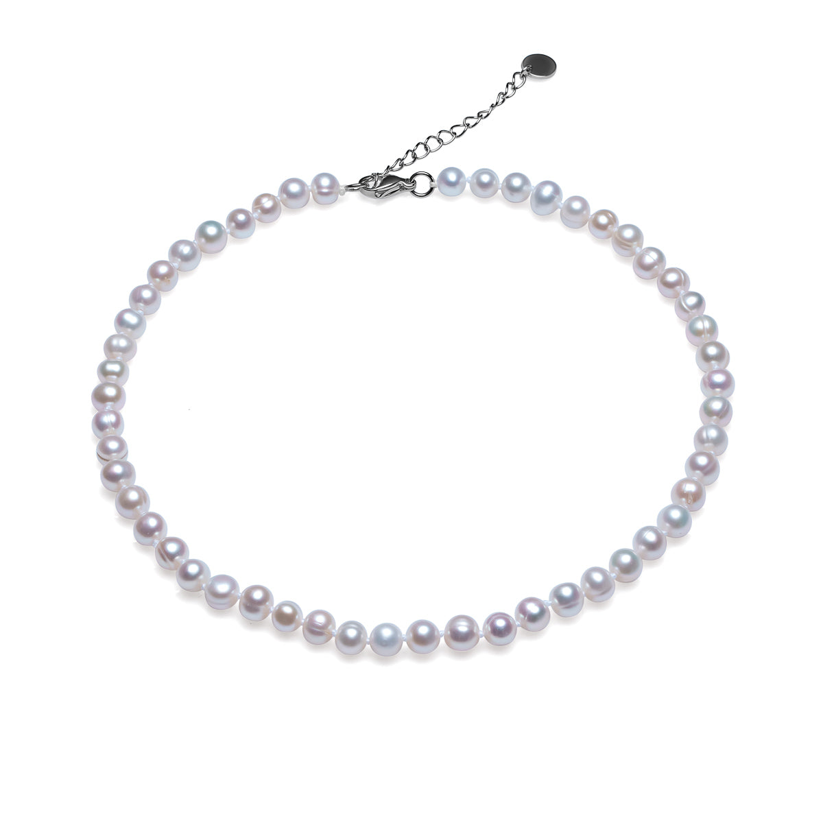 Colier perle de cultură albe sfere aprox 7-8 mm, închizătoare oțel, lungime 45+5cm