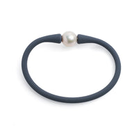 Brațară silicon gri și perlă de cultură albă 11-12mm