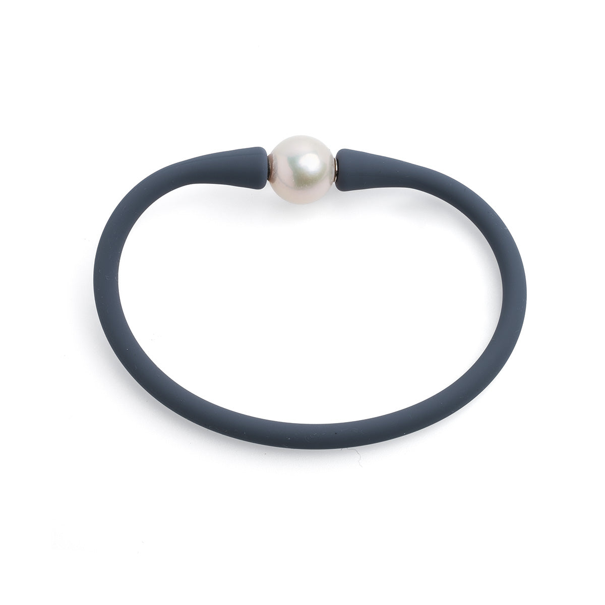 Brațară silicon gri și perlă de cultură albă 11-12mm