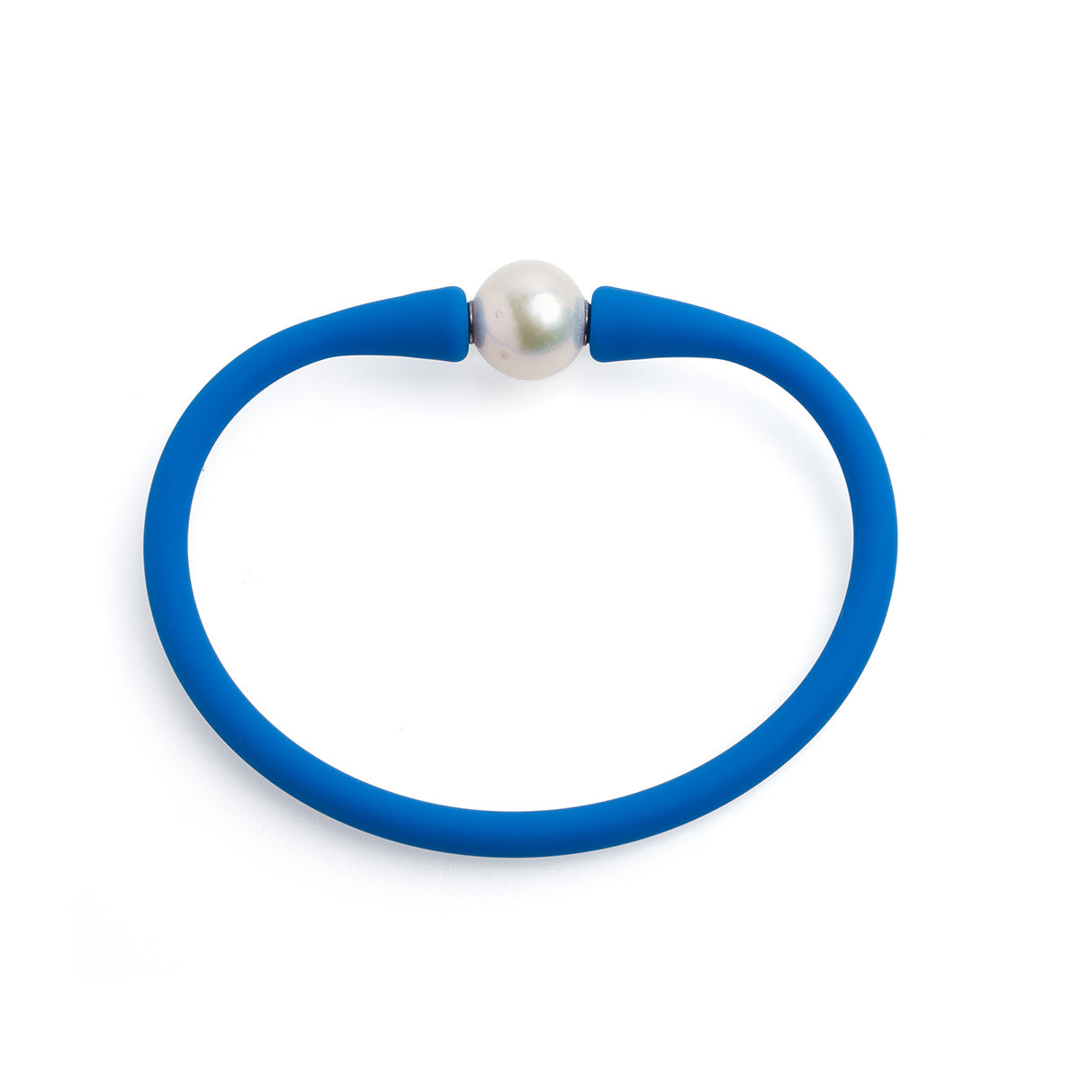 Brațară silicon bleumarin și perlă de cultură albă 11-12mm