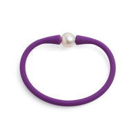 Brațară silicon violet și perlă de cultură albă 11-12mm