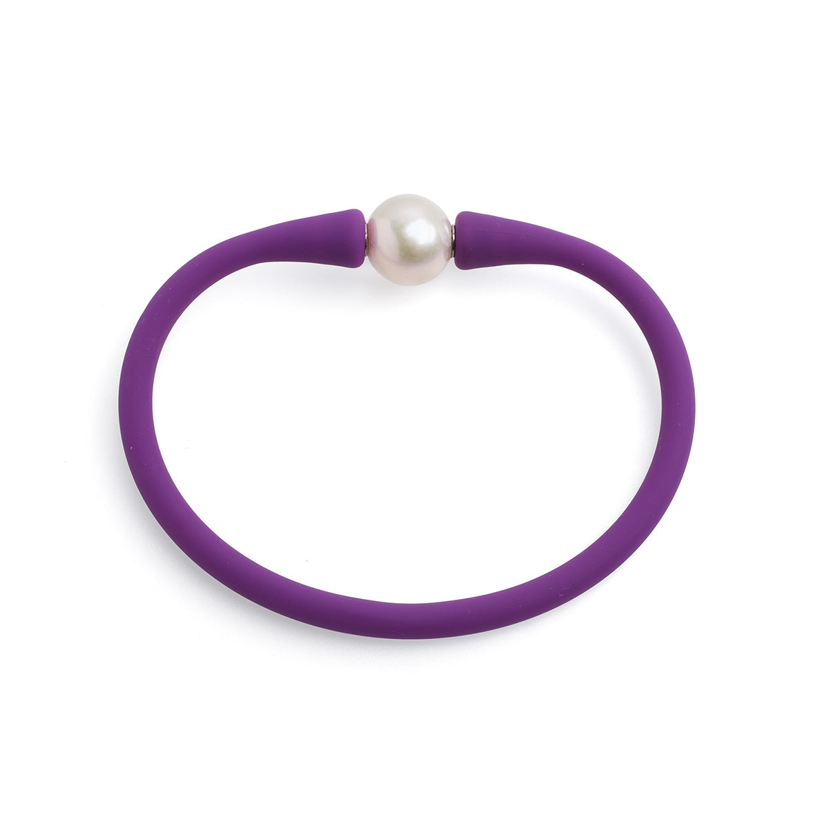 Brațară silicon violet și perlă de cultură albă 11-12mm