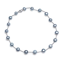 Colier perle de cultură gri asimetric 8-11mm, închizătoare alamă, lungime 45ccm