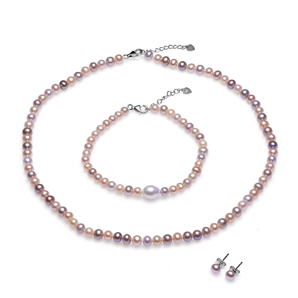 Colier perle de cultură colorate sfere aprox  5-6 mm, închizătoare argint rodiat, lungime ,42-43 cm