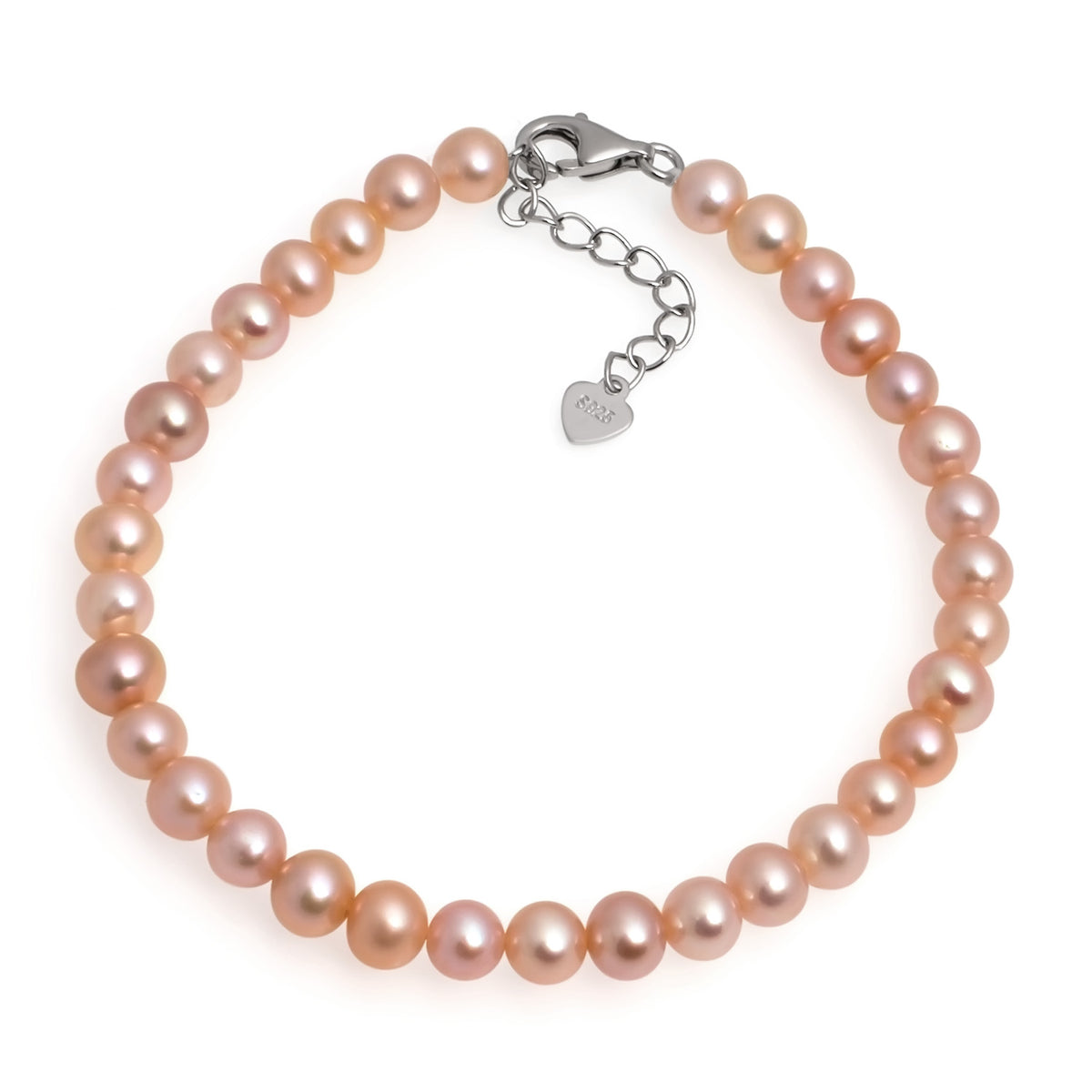 Brățară cu perle de cultură mov sfere 5-6 mm, lungime 18 + 3 cm