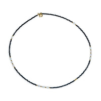 Colier perle de cultură albe bob de orez 2,5 mm, argint placat cu aur galben, spinel, lungime 41cm