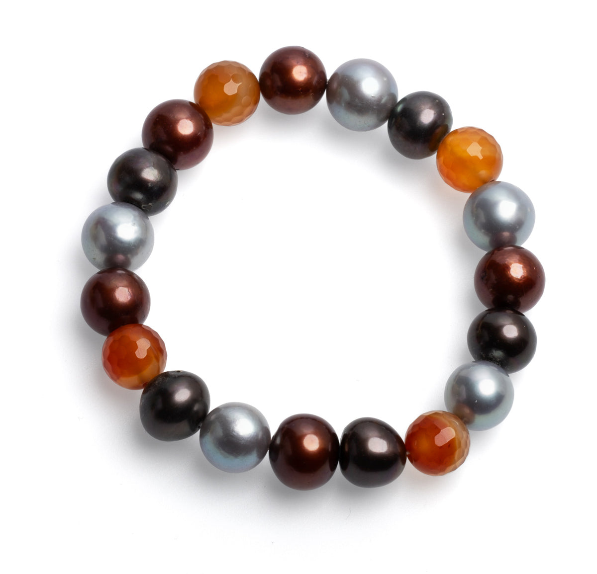 Brățară cu perle de cultură bleumarin și vișinii 11-12mm, lungime 19 cm