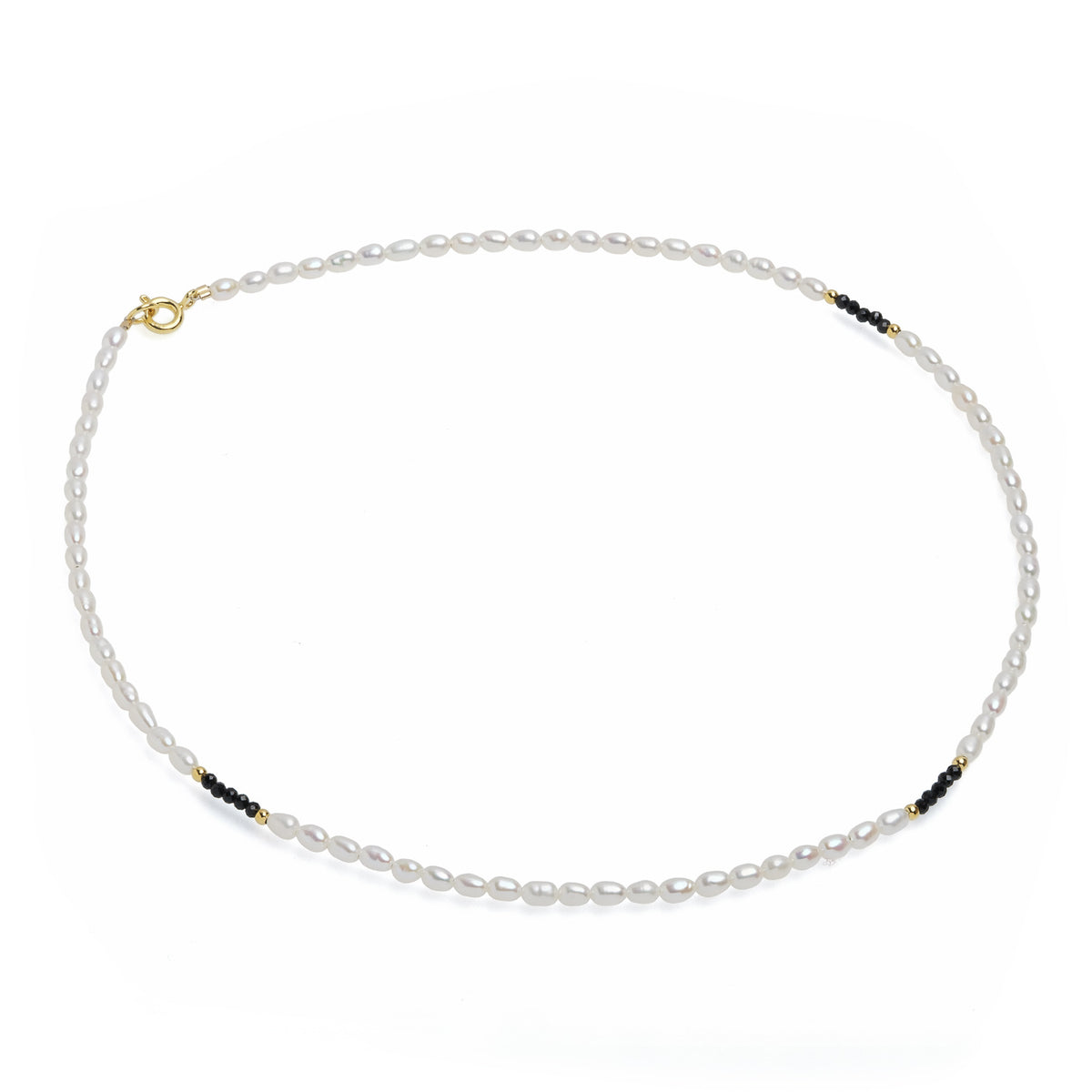 Colier perle de cultură albe 3 mm și spinel, lungime 41 cm