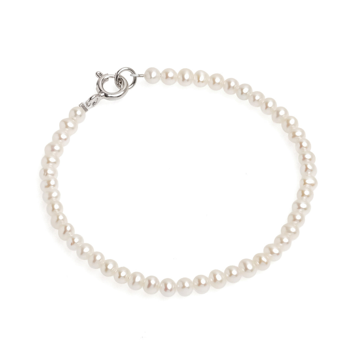 Brăţară perle de cultură albe 3.5-4mm, închizătoare argint rodiat, lungime 17/18 cm