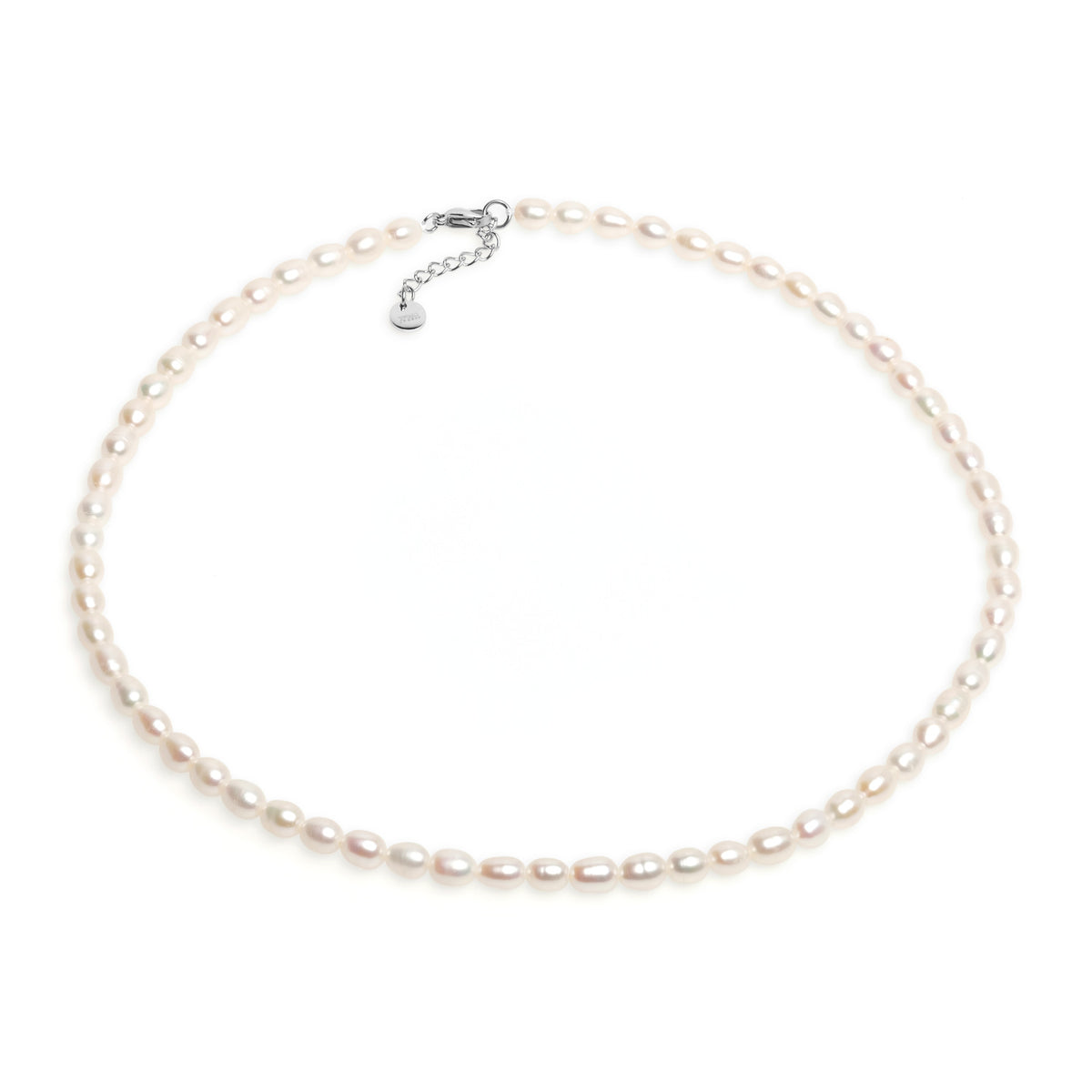 Colier cu perle de cultură albe 5,5-6mm, închizătoare oțel. Lungime 38+4 cm.