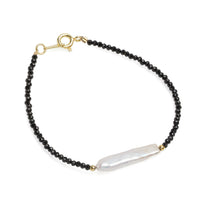 Brățară perlă de cultură albă și spinel, lungime 18 cm
