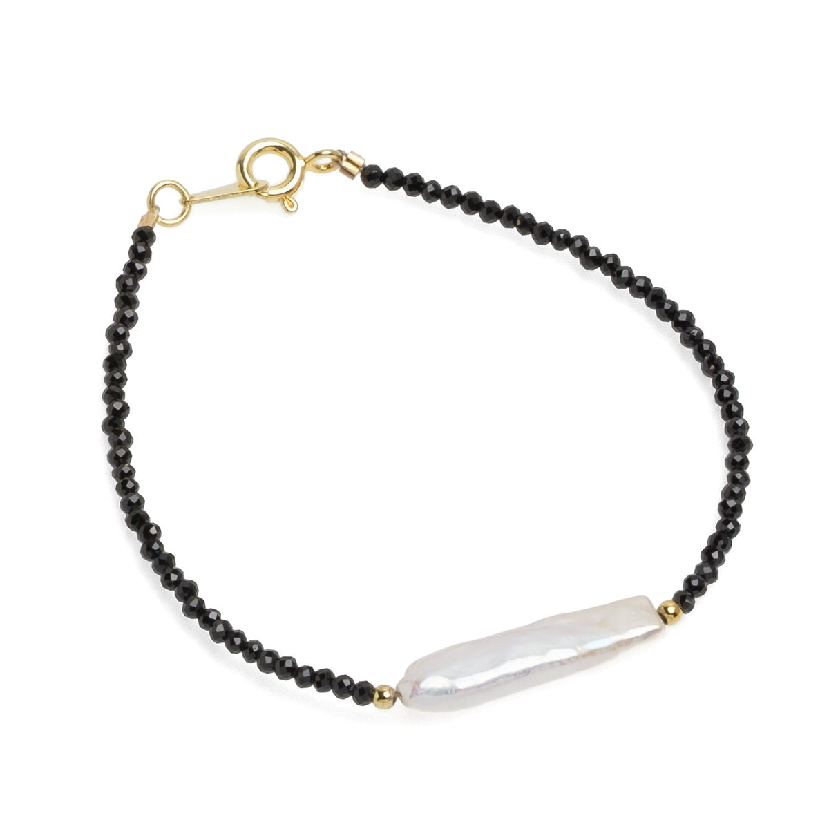 Brățară perlă de cultură albă și spinel, lungime 18 cm