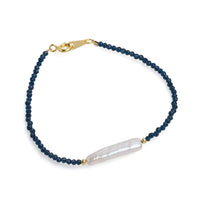 Brățară perlă de cultură albă și spinel, lungime 18 cm