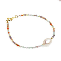 Brățară perlă de cultură albă și spinel, lungime 18 cm