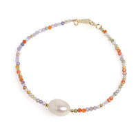 Brățară perlă de cultură albă și spinel, lungime 18 cm