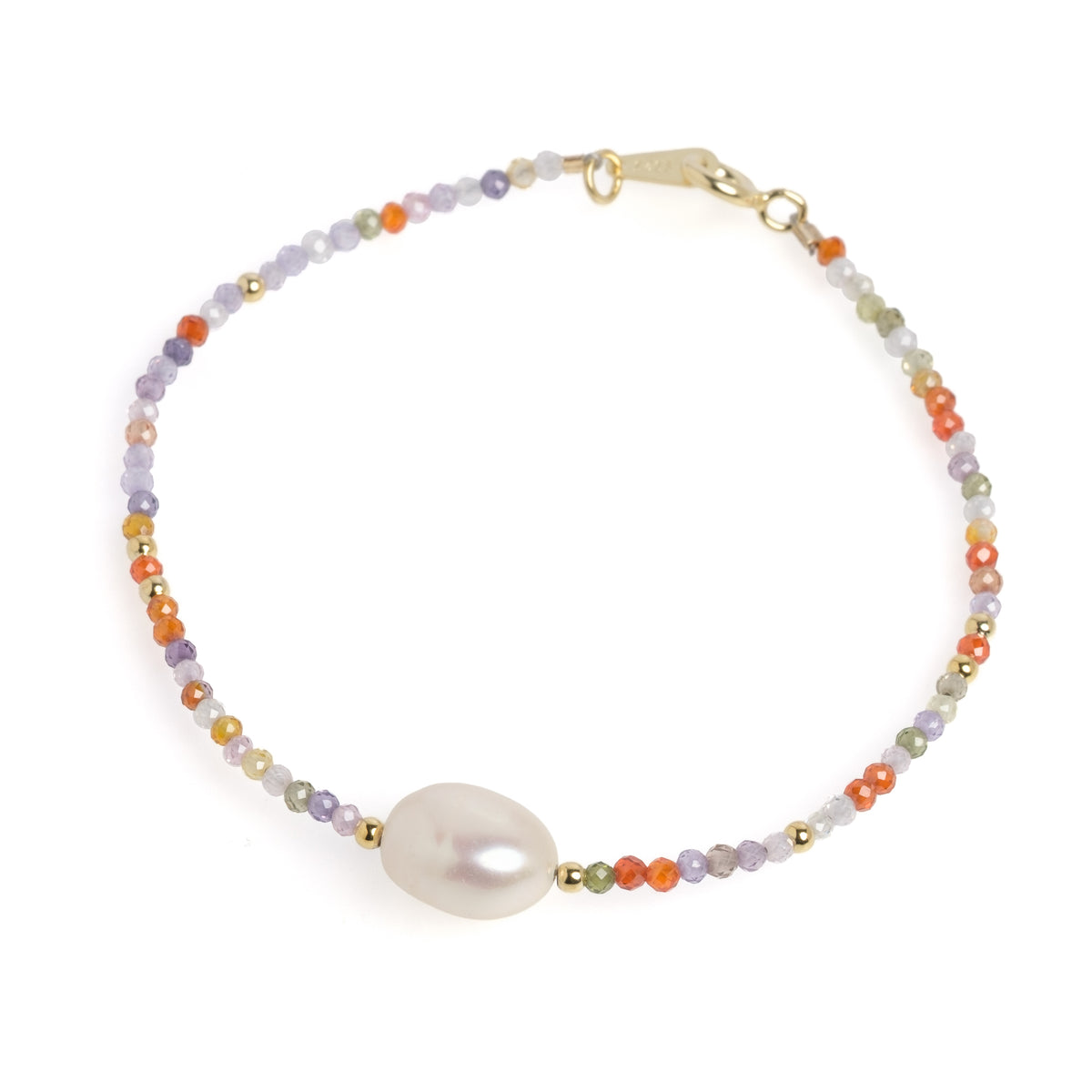 Brățară perlă de cultură albă și spinel, lungime 18 cm