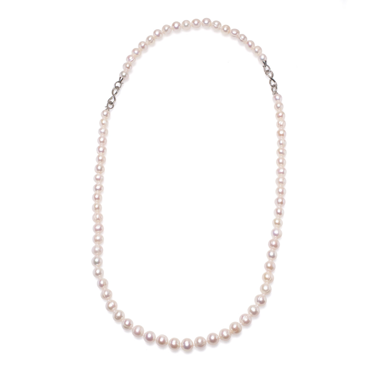 Colier, perle de cultură albe 8-9mm, închizătoare argin rodiat, lungime 41 cm