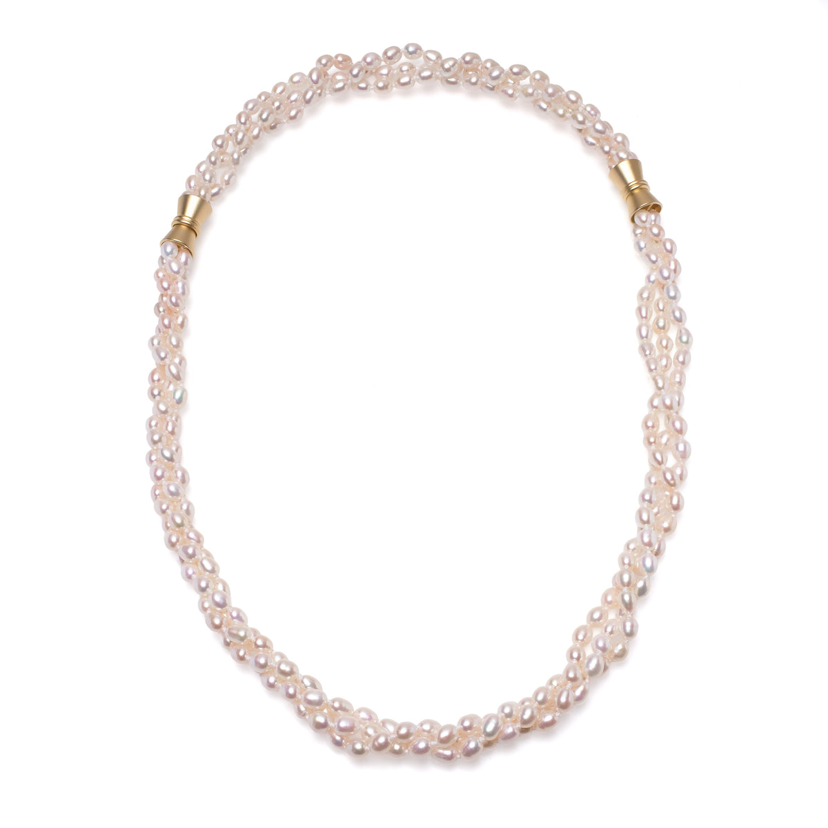 Colier, perle de cultură albe 5-6mm, lungime 44cm
