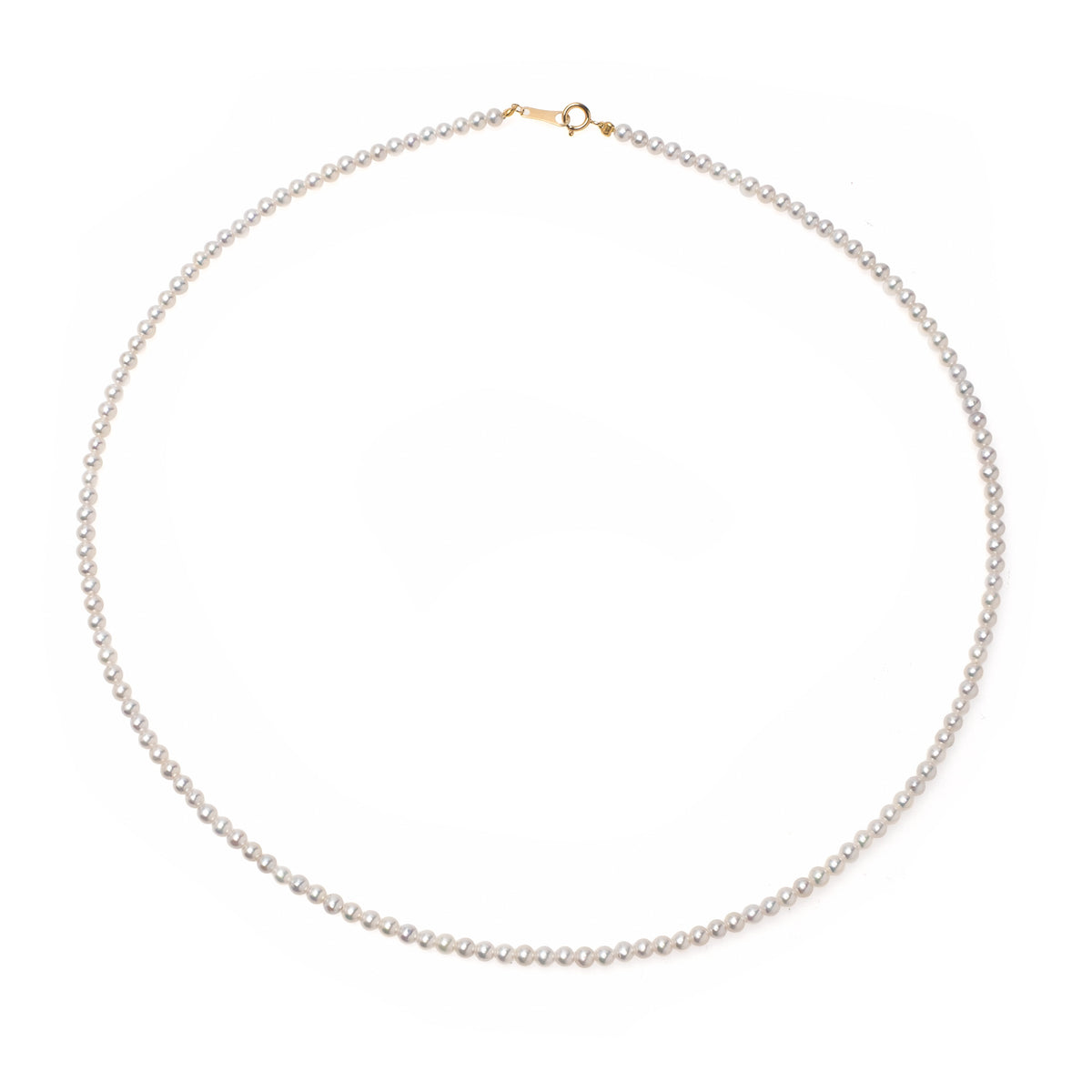 Colier cu perle de cultură albe 3- 3.5mm, închizătoare aur 18K, lungime 40 cm