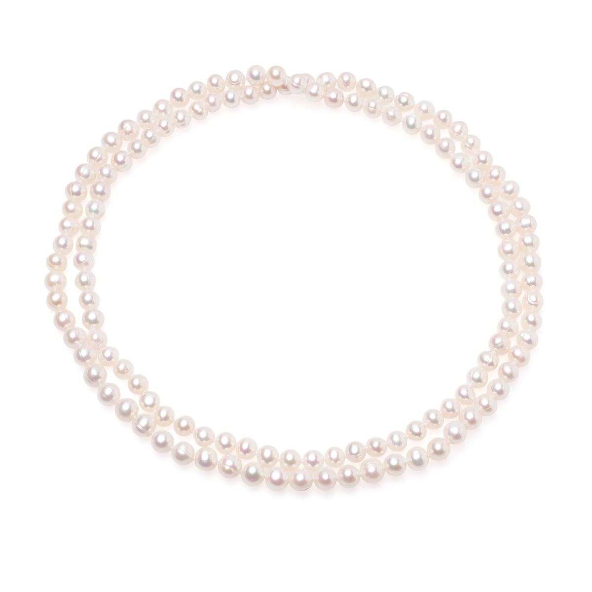 Colier unisex cu perle de cultură albe 7-8 mm, lungime 90 cm