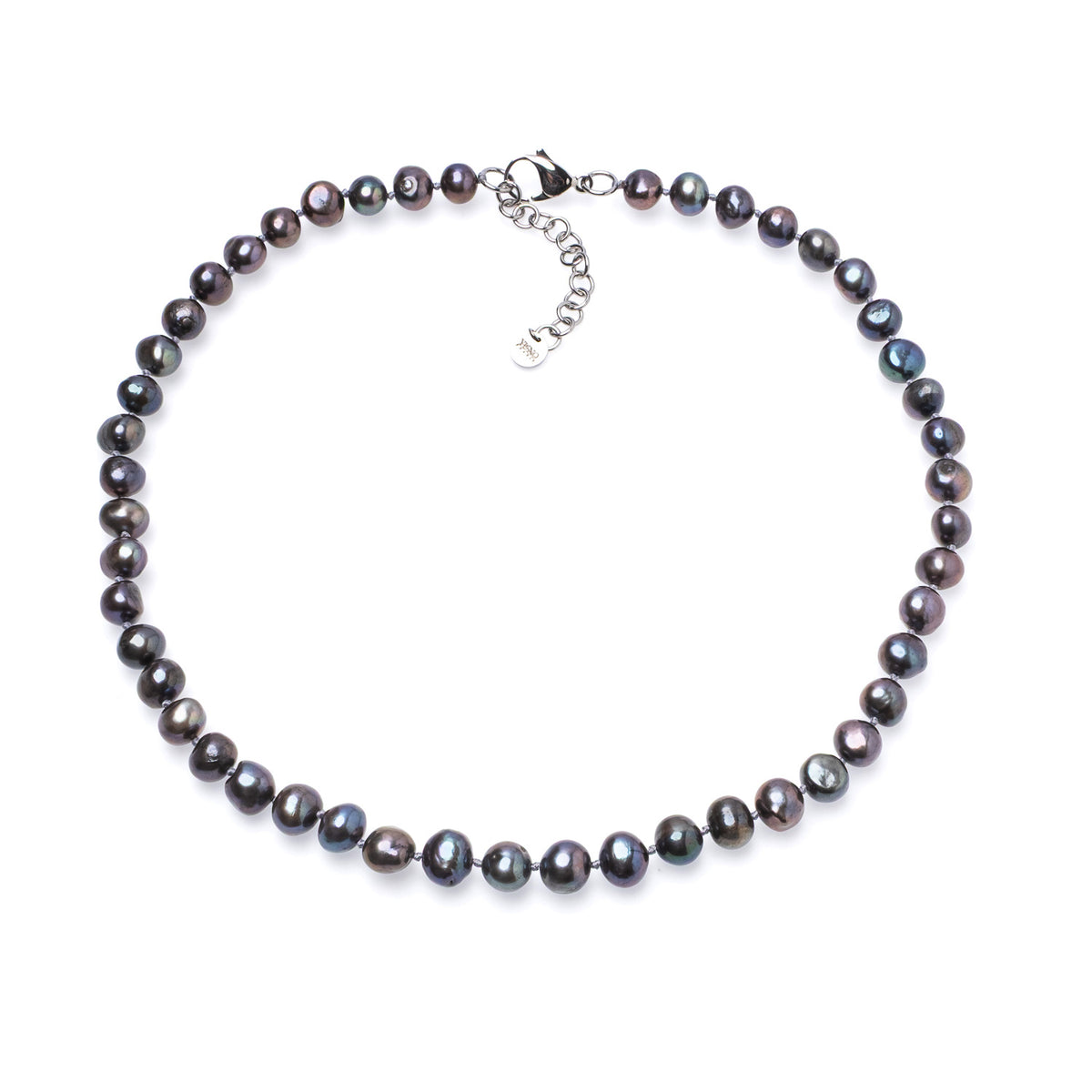 Colier unisex cu perle de cultură  în nuanțe închise 8-10 mm, lungime 49+5 cm