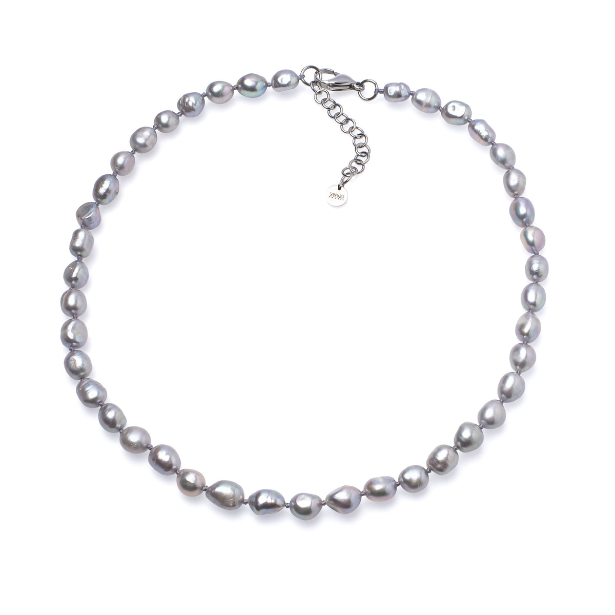 Colier unisex cu perle de cultură gri 8-10 mm, lungime 49+5 cm