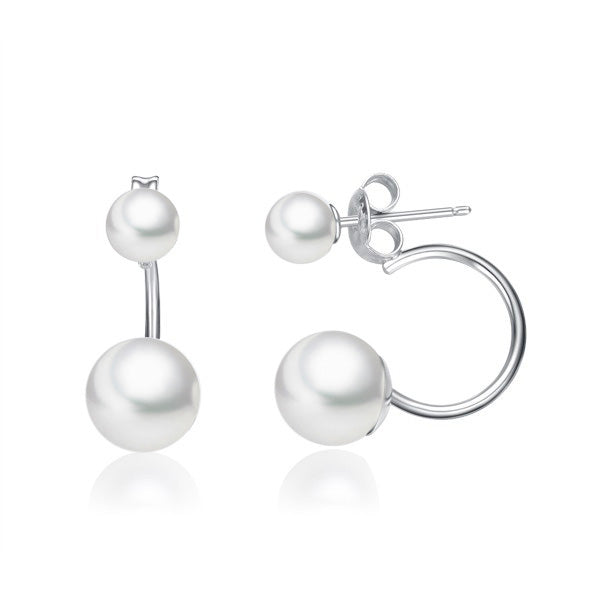 Cercei argintii perle albe 5-6mm și 8-9mm