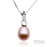 Pandantiv argint, perle violet, 7-8mm