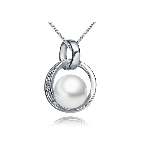 Pandantiv argint cultură perlă albă 7-8 mm și zirconiu