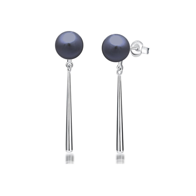 Cercei argint 925, perle de cultură închisă 7.5-8mm, șurub