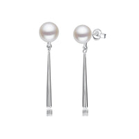 Cercei argintii cu perle de cultură albe 7.5-8mm