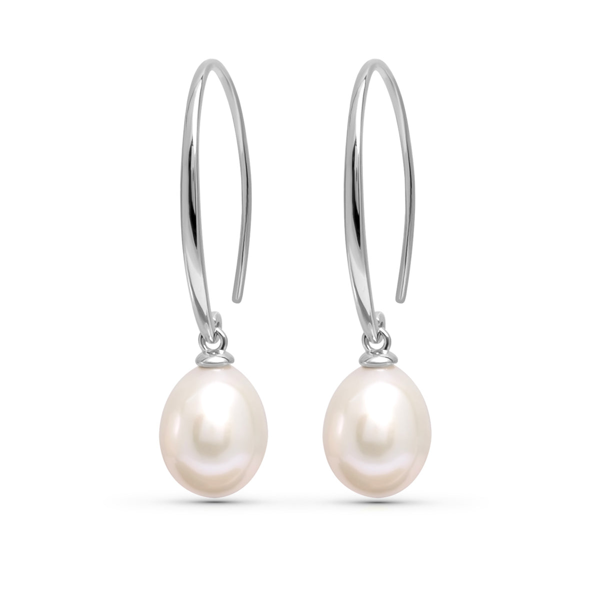 Cercei argint cu perle albe,10.5-11mm