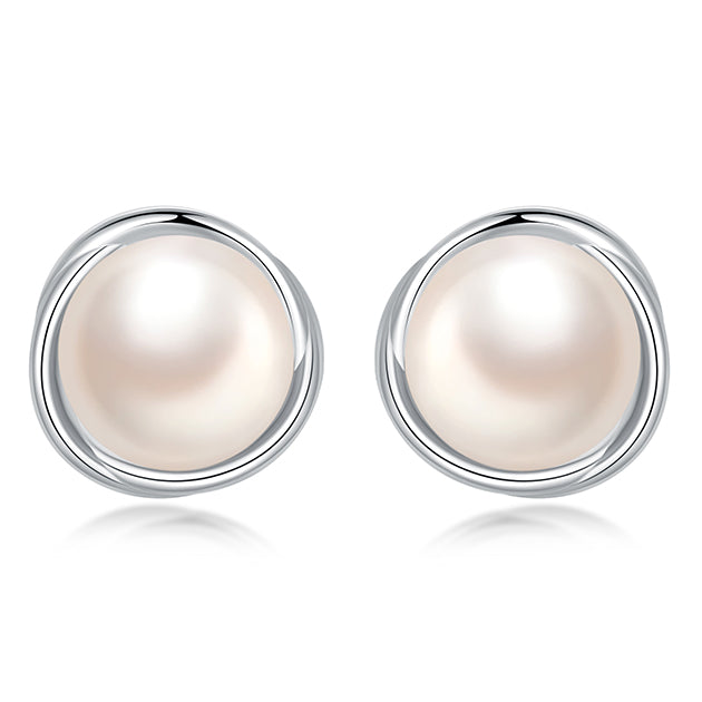 Cercei din argint 925 cu perle albe 8.5-9mm