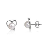Cercei din argint, perle albe,  7.5-8mm