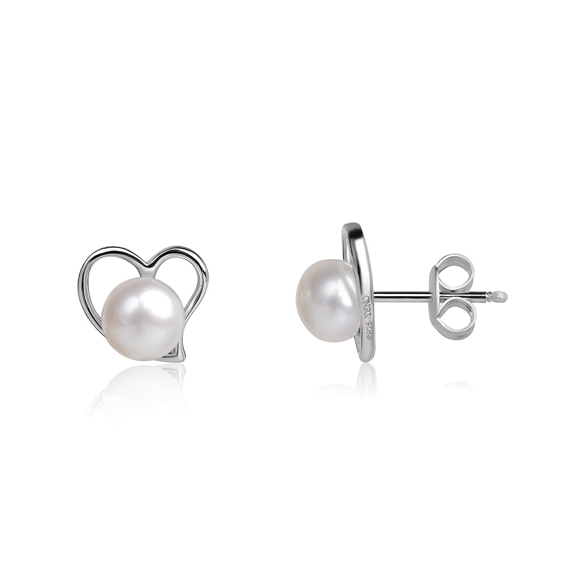 Cercei din argint, perle albe,  7.5-8mm