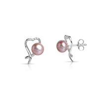 Cercei argint perle de cultură mov pal 7-7.5mm și zirconiu