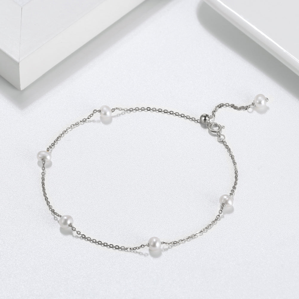 Brăţară perlă de cultură albă 4,5-5mm, lungime 20+5cm