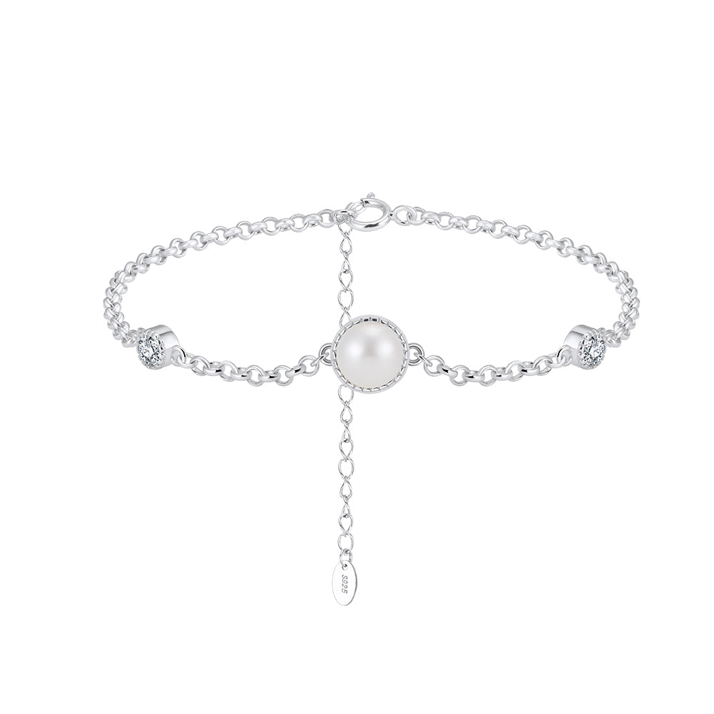 Brăţară perlă de cultură albă 5-5,5mm, lungime 16+5 cm