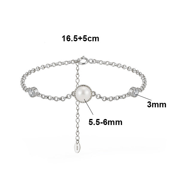Brăţară perlă de cultură albă 5-5,5mm, lungime 16+5 cm