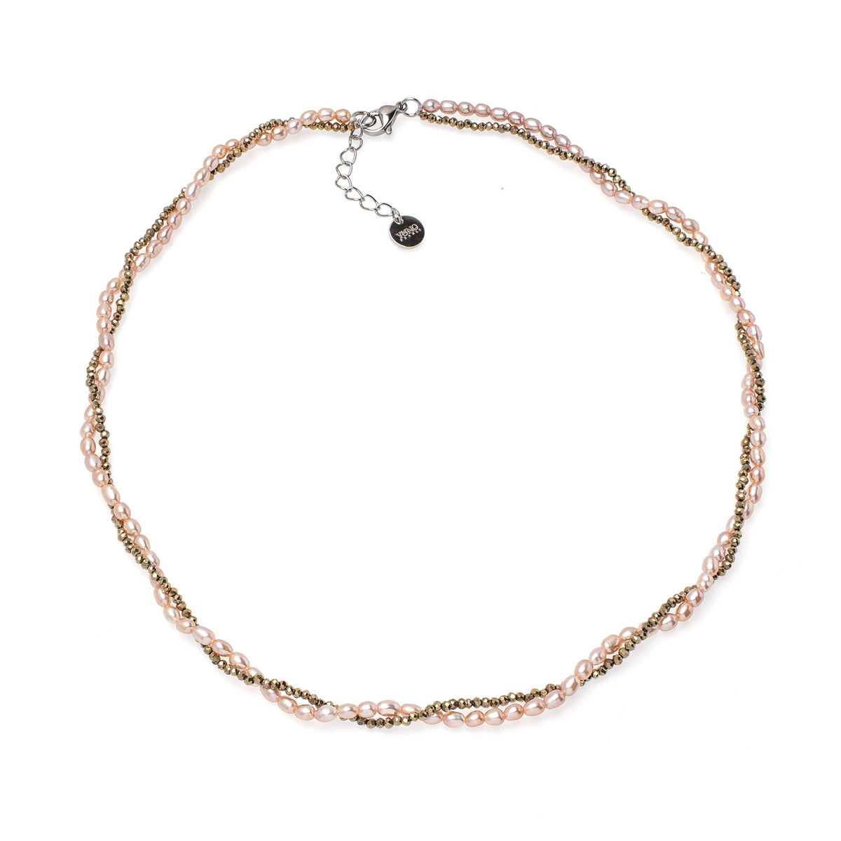 Colier perle de cultură mov 3-3.5 mm și hematit, lungime 45+3 cm