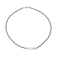 Colier cu perlă alungită și hematit gri, argint 925, lungime 41cm