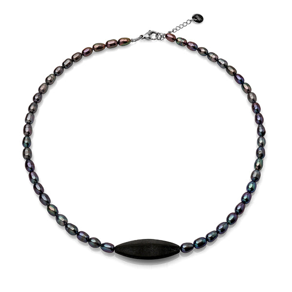 Colier cu perle închise la culoare, 6-7mm, 48cm