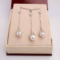Set de argint 925 cu perle albe 8-9 mm