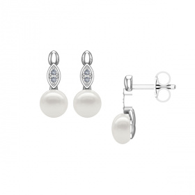 Cercei din argint 925 cu perle albe 6-7 mm