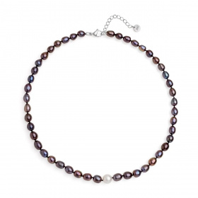 Șirag perle de cultură albă 8-9mm și culoare închisă aprox. 6-7mm, lungime 41cm
