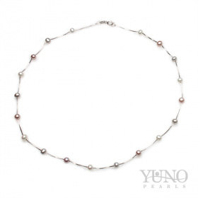 Colier argint, mix perle, 3-4mm, 40cm