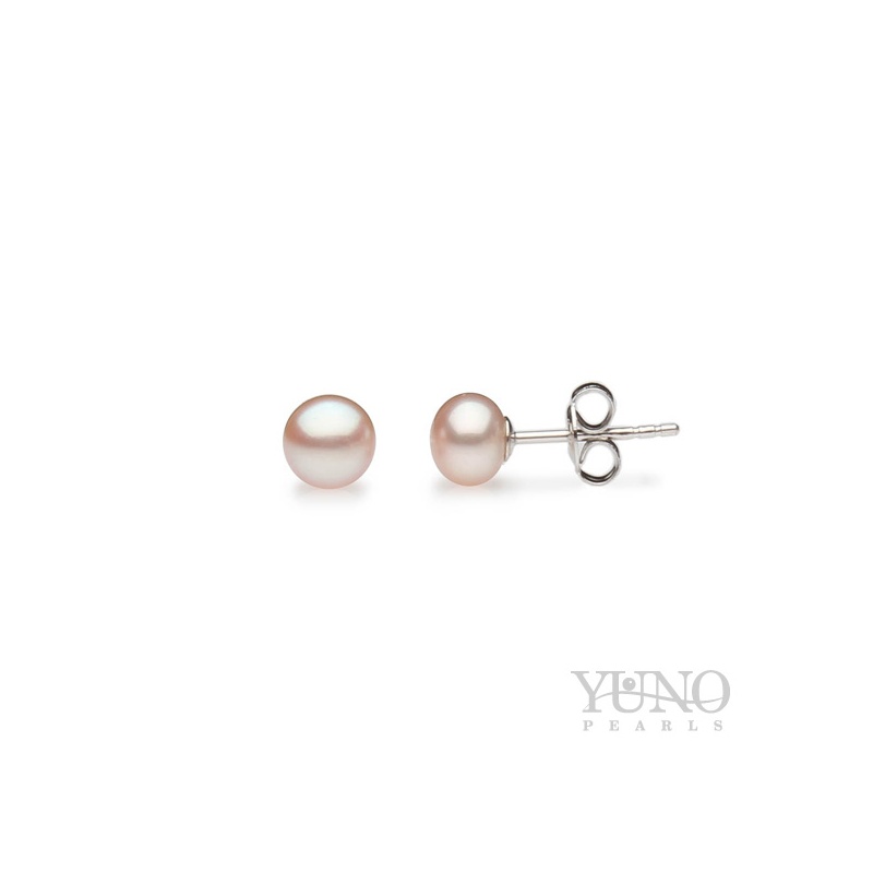 Cercei argint 925, perle de cultură mov pal sfere 6-7mm, șurub