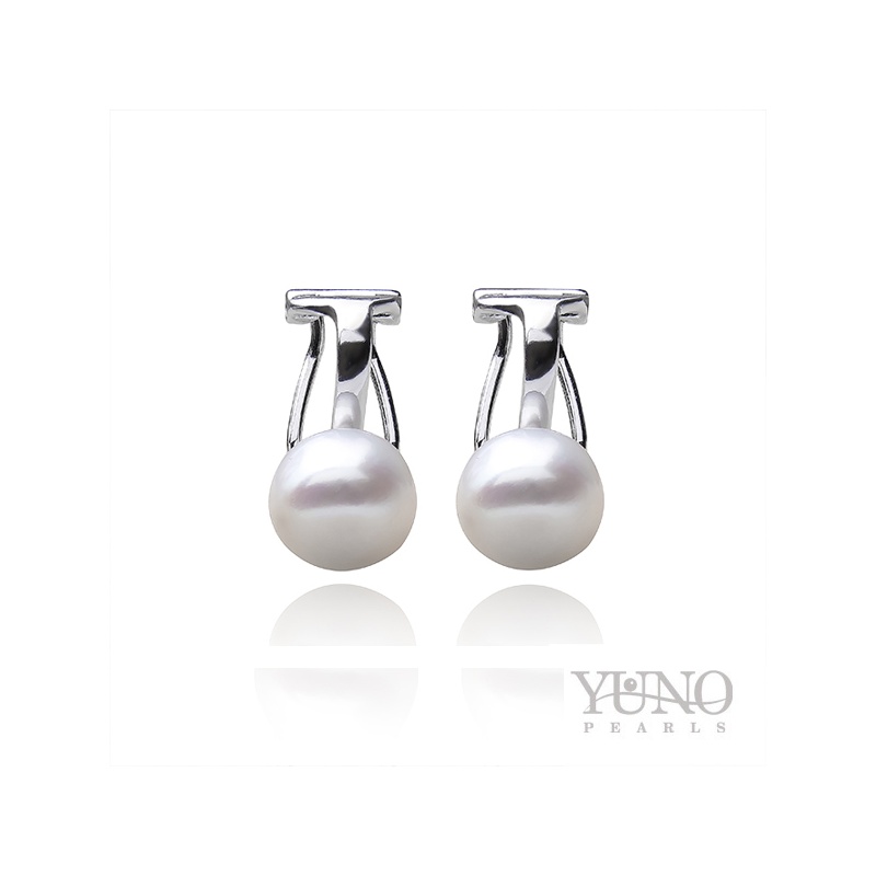 Cercei din argint 925, perle albe, 9-10mm